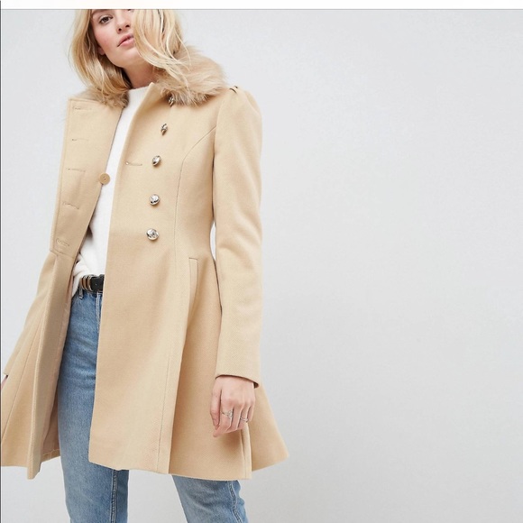 camel skater coat
